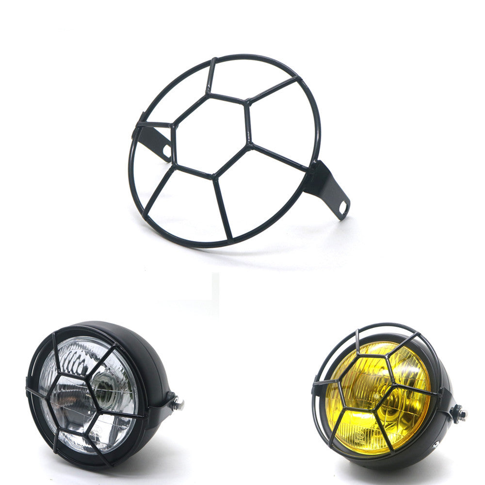 6.3 Retro Metal Grill Side Mount Headlight Football Net Mask Cover For GN/CG125 Q