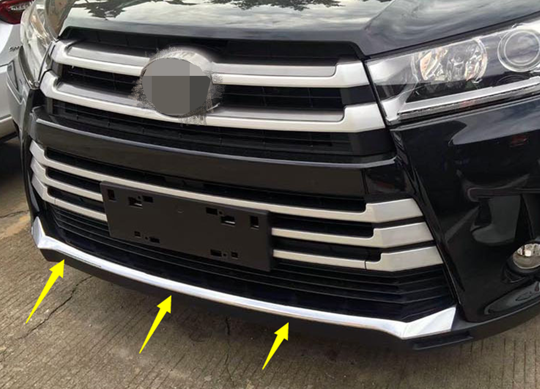 Front Lower Bumper Lid Chrome Cover Trim For 2018-2019 for Toyota Highlander 1P ABS
