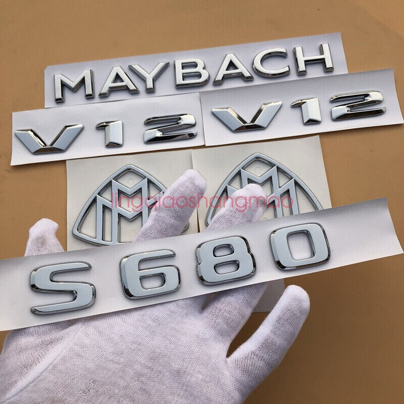 Chrome ABS  S680 + for MAYBACH + V12  Emblem Auto Front Badge for AMG S680