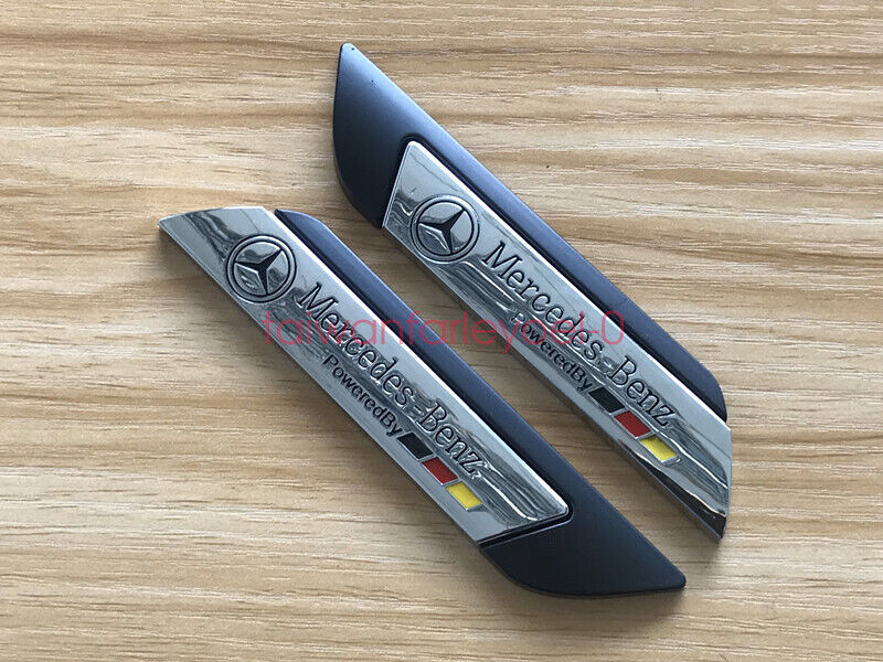 2 Metallic Black Fender Badge Decals for Mercedes-Benz