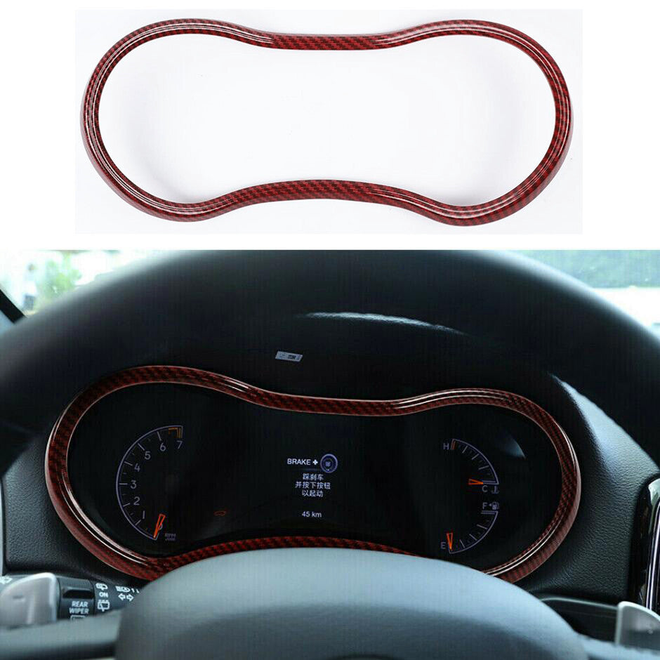 For 2014-2020 for Jeep Grand Cherokee Red Carbon Interior Dashboard Panel Trim Ring v