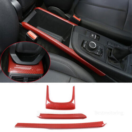 Red Carbon Fiber ABS Console Armrest Box Trim For X1 F48 2016+ X2 F47 2018+ n