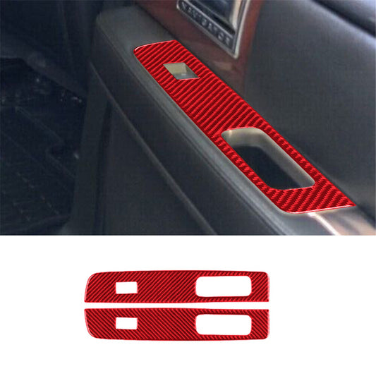 Red Carbon Fiber Rear Window Lift Control Cover Trim for Lincoln for Navigator 07-14