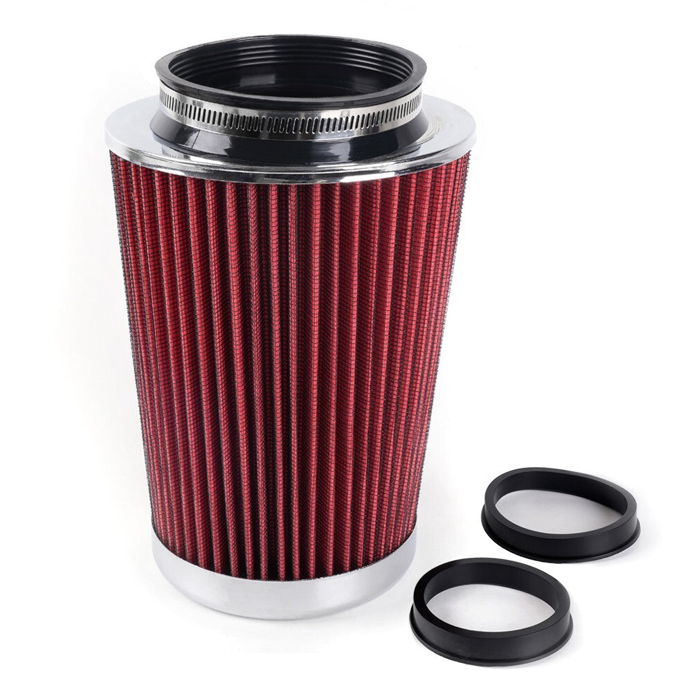 RED Universal Clamp On Cone High Flow Air Intake Filter 9 Tall 3 3.5 4 Inlet Q