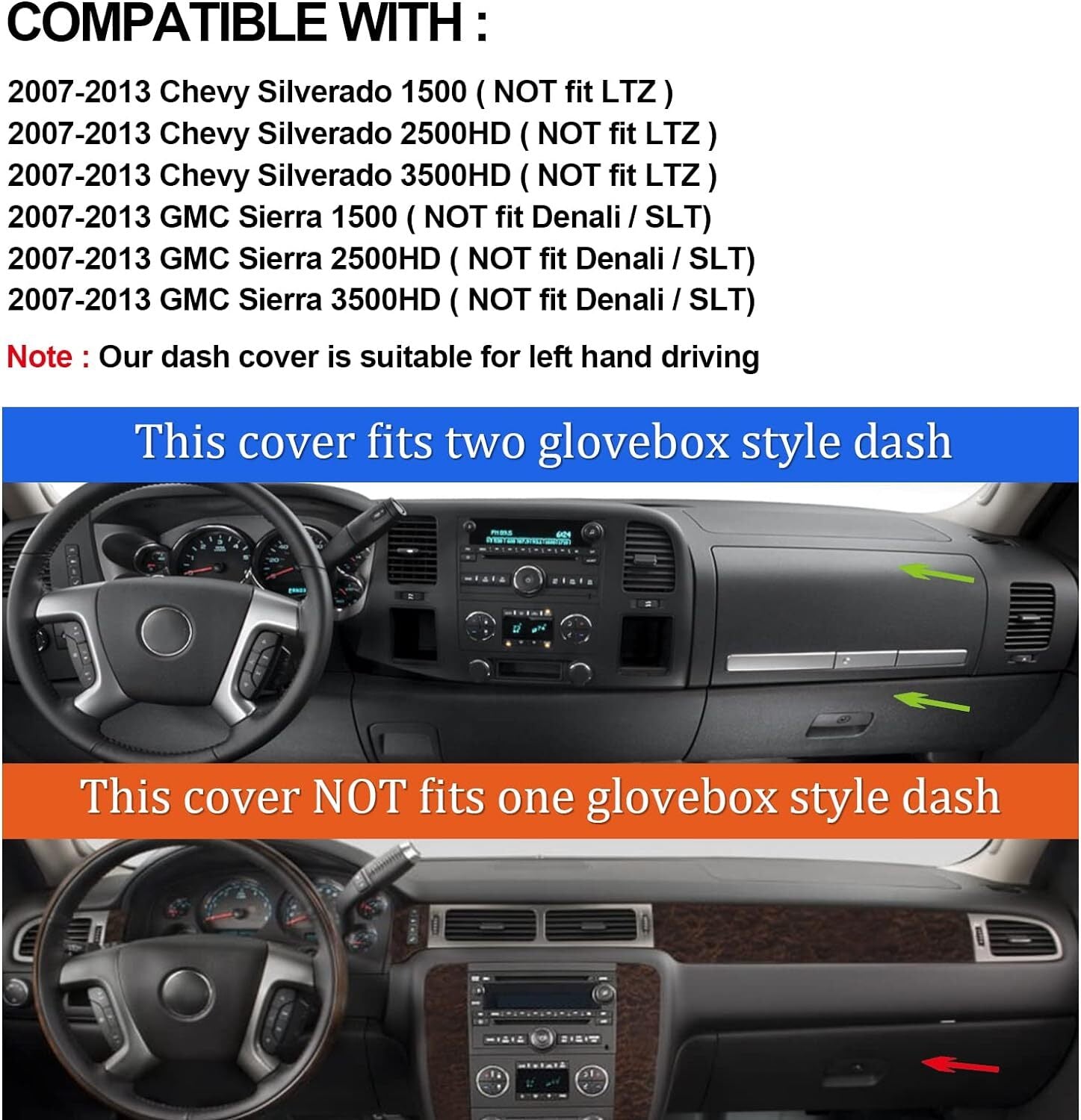 Anti-glare dashboard cover/ for 2007-2013 Silverado for GMC for Sierra . n