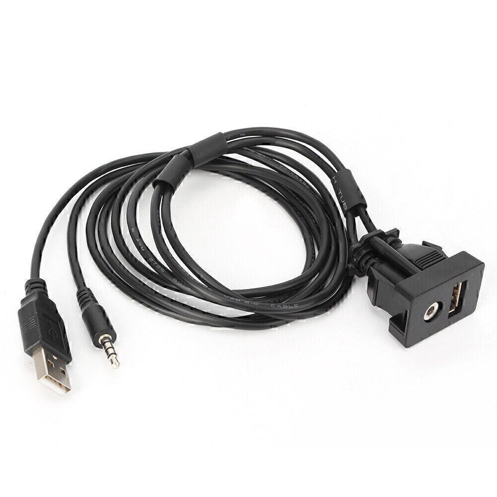 3.5mm USB AUX Headphone Male Jack Flush Mount Mounting Adapter Auto Universal Q