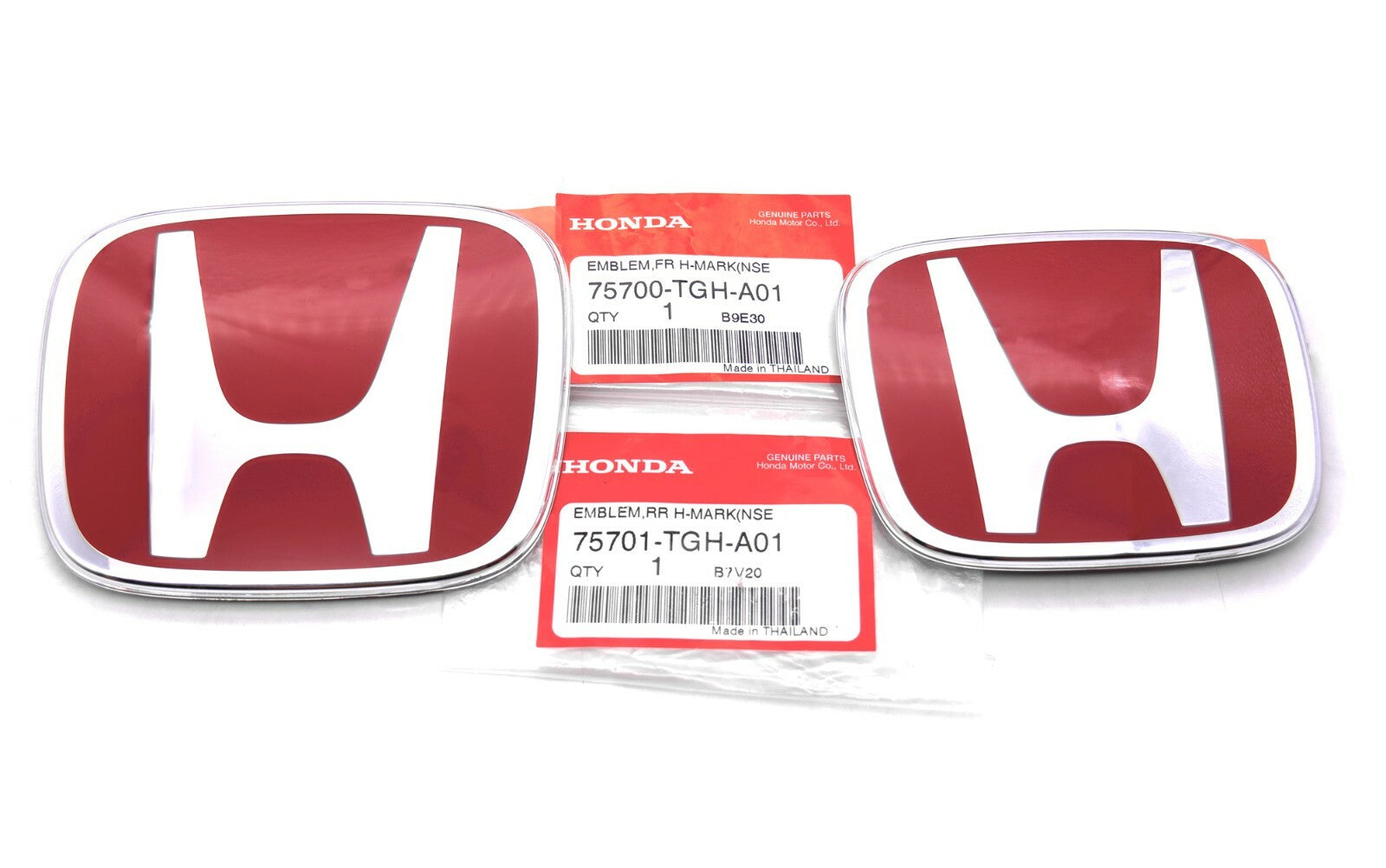 2-Piece Red H Front and Rear Badges for 2016-2021 for Honda for Civic Sean 4DR JDM