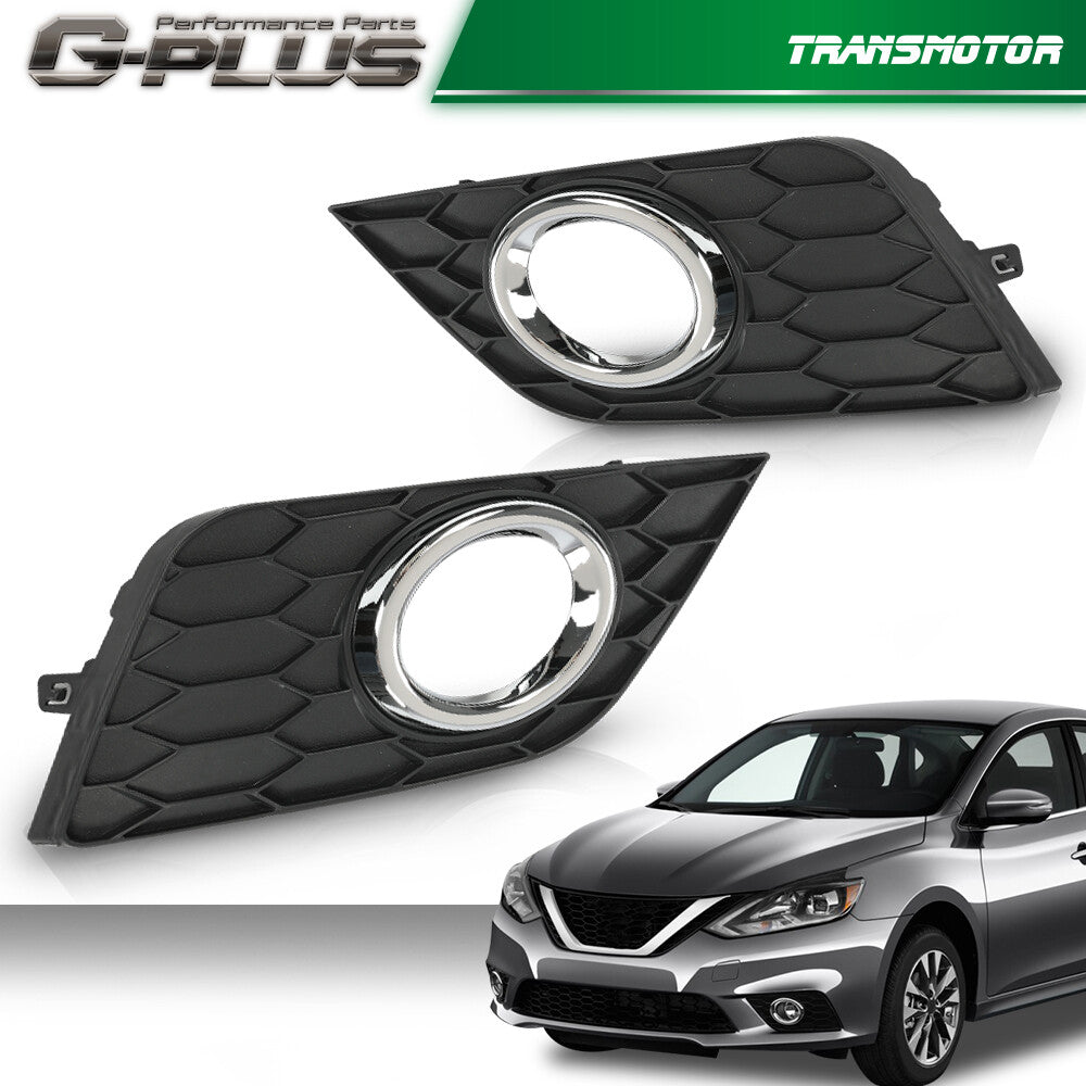 Fits 2016-19 for Sentra Two Front Bumper Fog Lamp Cover Trim Border - v