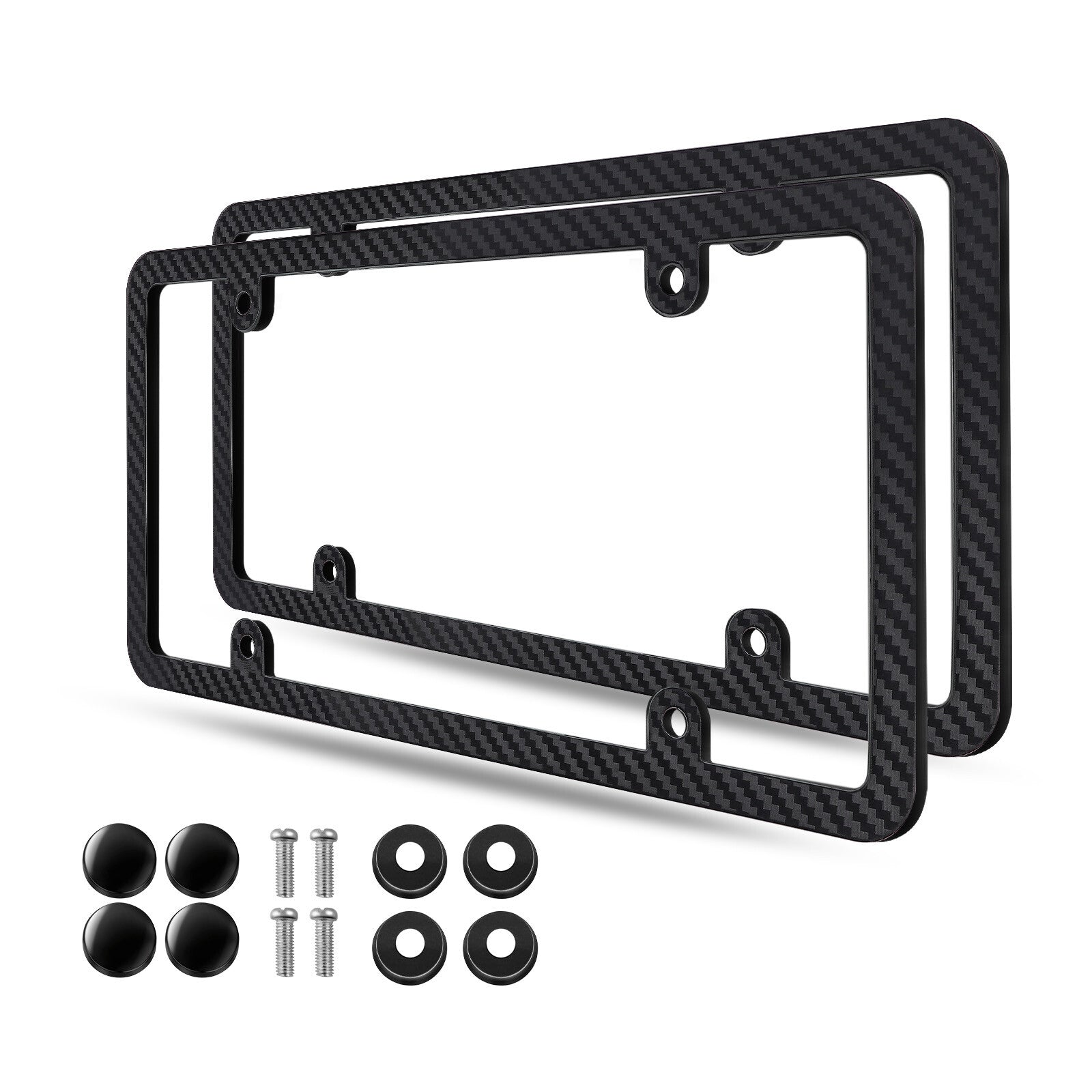 Carbon fiber license plate frame cover for cars (front and rear) - 2-piece set Q