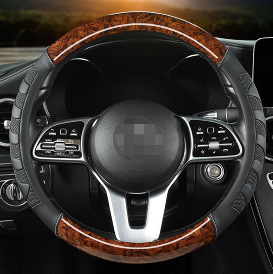 38cm Peach Wood Pattern Car Steering Wheel Cover Breathable Anti-slip