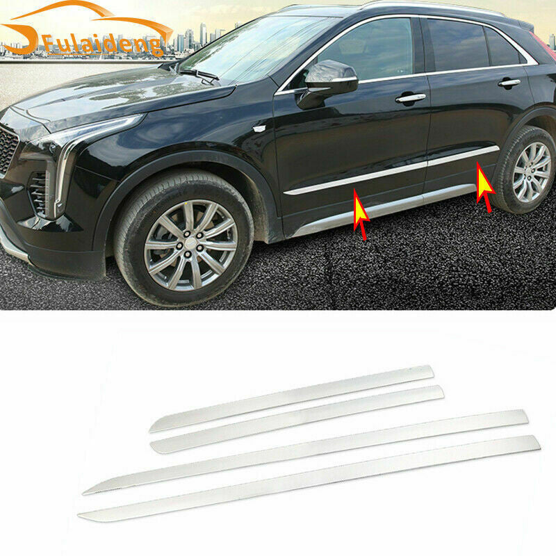for Cadillac XT4 2019-2023 Steel Chrome Side Door Body Guard Molding Cover Trims