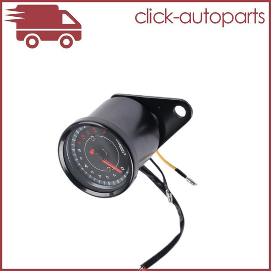 12V Black Motorcycle Gauge Dual Odometer KMH Speedometer LED Backlight Signal Q