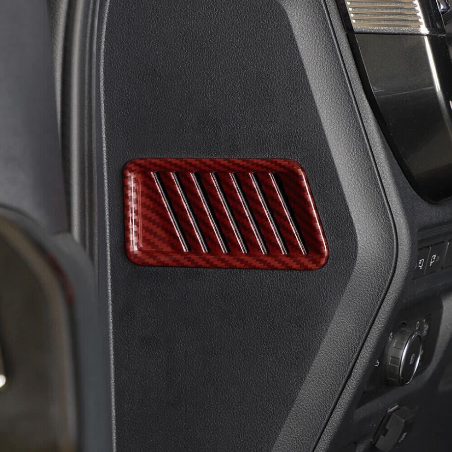 For 21-23 F150 Red Carbon Fiber Dash Side Air Vent Outlet Covers Trim v