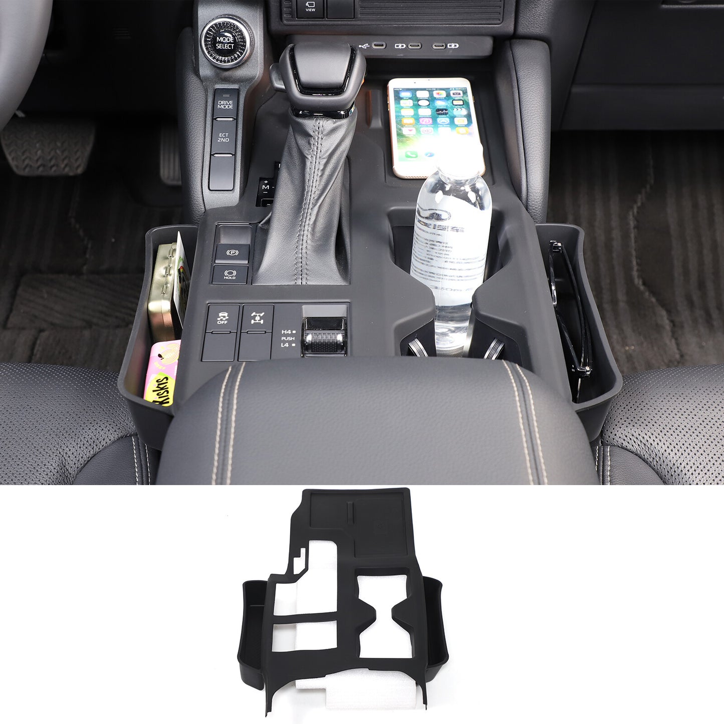 Black silicone center console gear shift trim for Land Cruiser LC250 24+- n