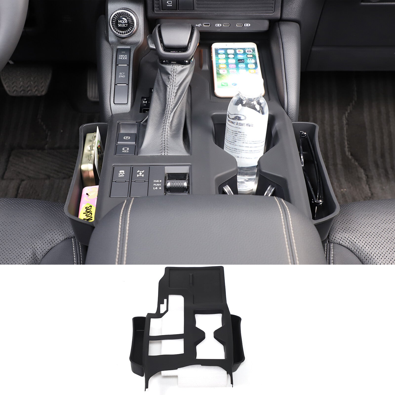 Black silicone center console gear shift trim for Land Cruiser LC250 24+- n