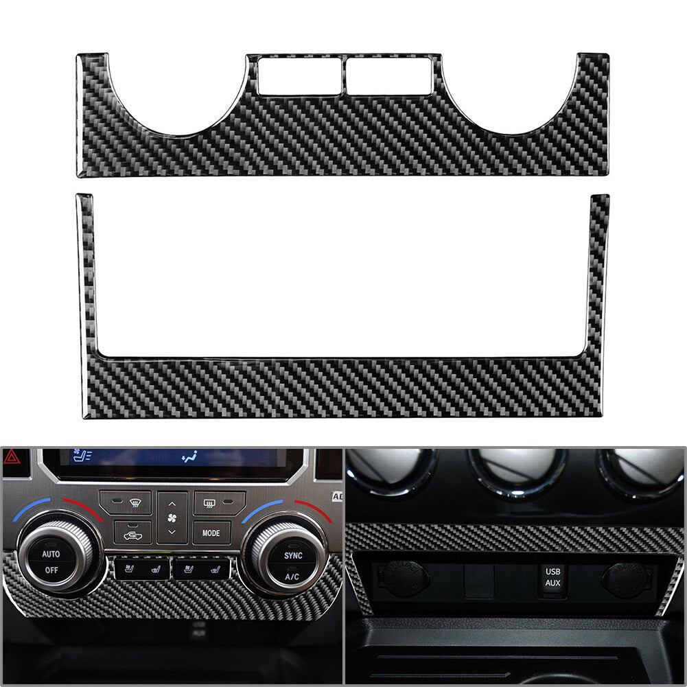 2¢ªConditioner Switch Panel Cover Trim f¨¹r for Toyota Tundra 14-21 Kohlefaser schwarz