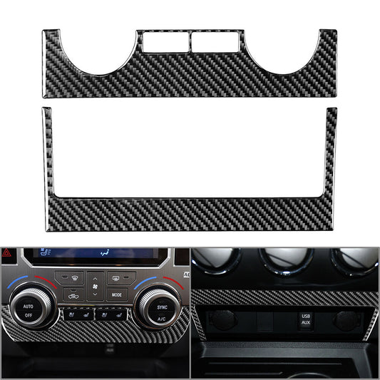 2¢ªConditioner Switch Panel Cover Trim f¨¹r for Toyota Tundra 14-21 Kohlefaser schwarz
