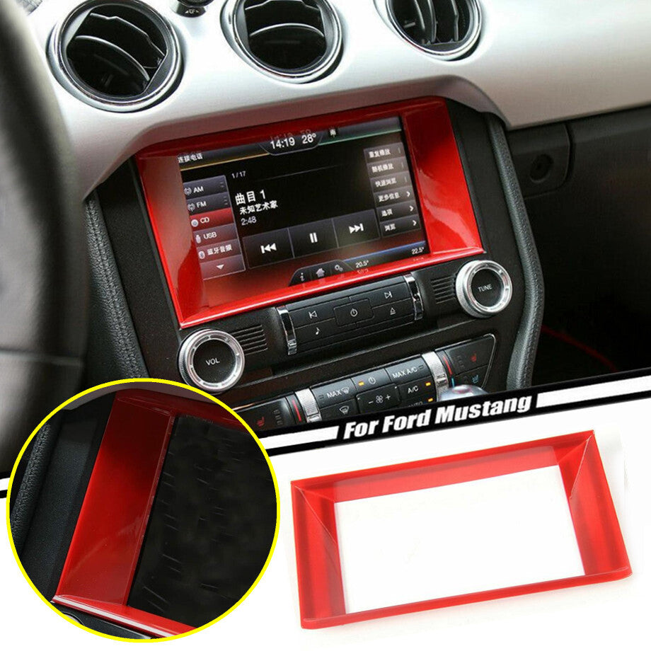 For 2015-2022  for ford  for Mustang Red Dashboard Navigation GPS Radio Frame Cover Trim