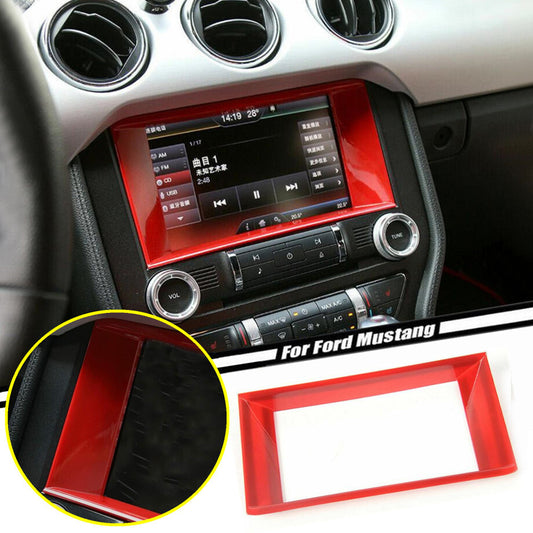 For 2015-2022  for ford  for Mustang Red Dashboard Navigation GPS Radio Frame Cover Trim