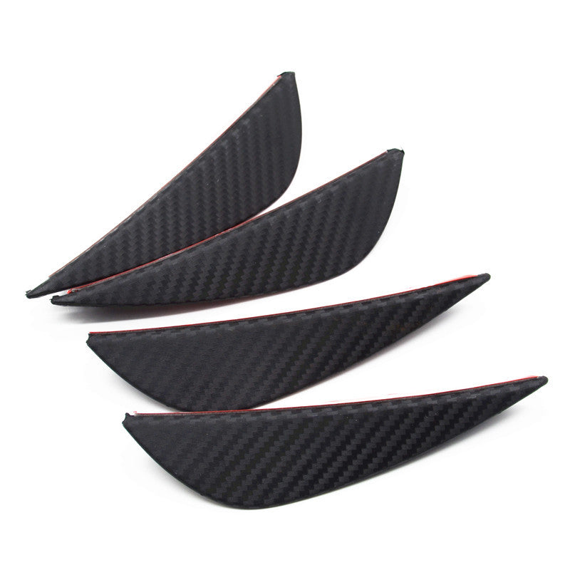 Rubber Carbon Fiber Car Front Bumper Splitter Fin Exterior Body Spoiler Canards