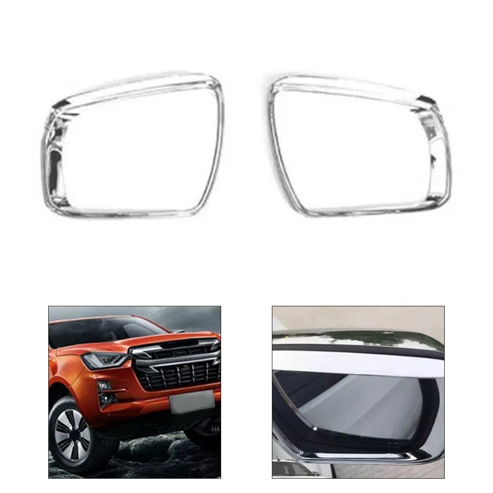 Chrome Rearview Mirror Rain Eyebrow Cover Trim for Isuzu D-Max Dmax 2021-2024 v
