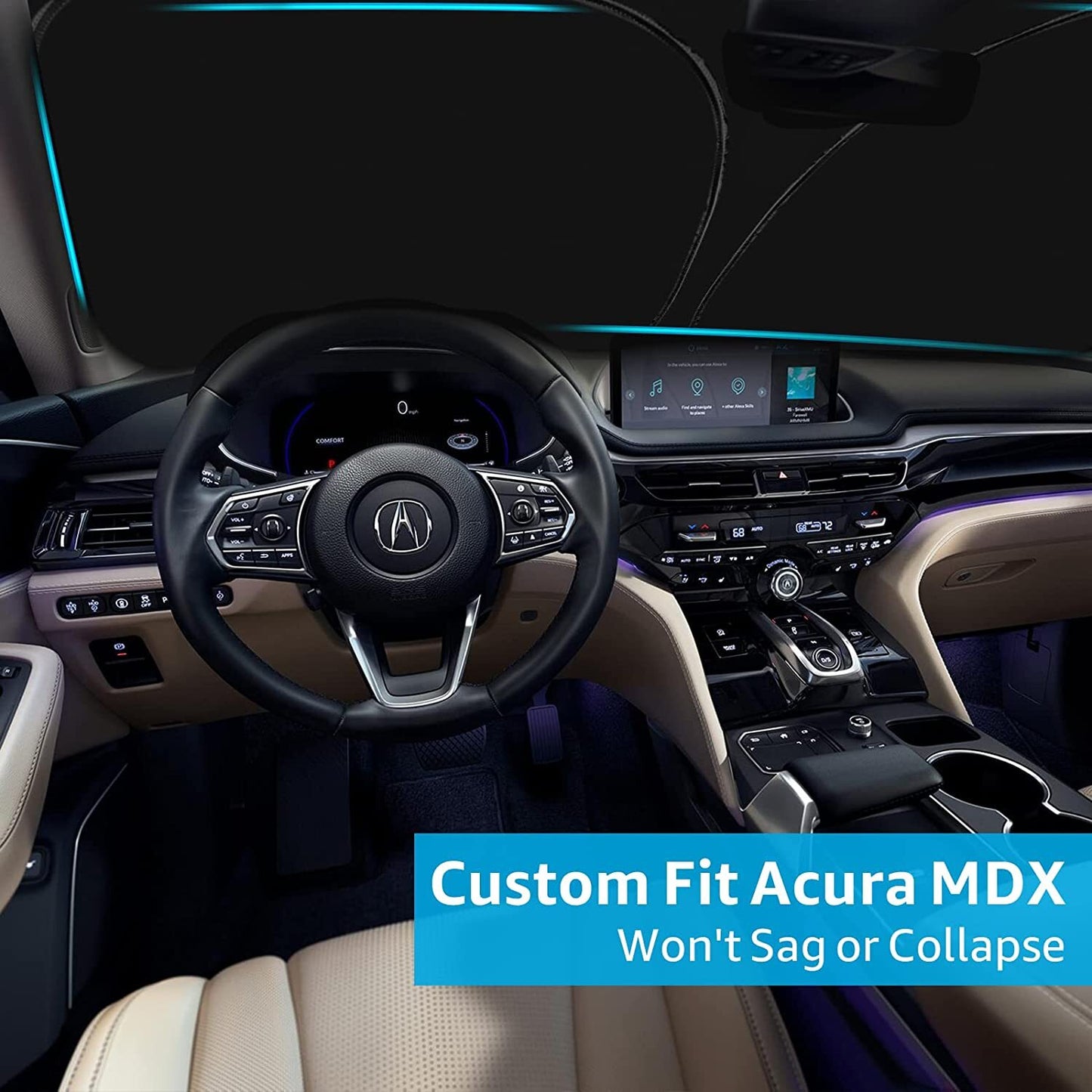 Custom Fit for Acura MDX 2014-2020 Car Windshield Sun Shade UV Block Foldable Cover
