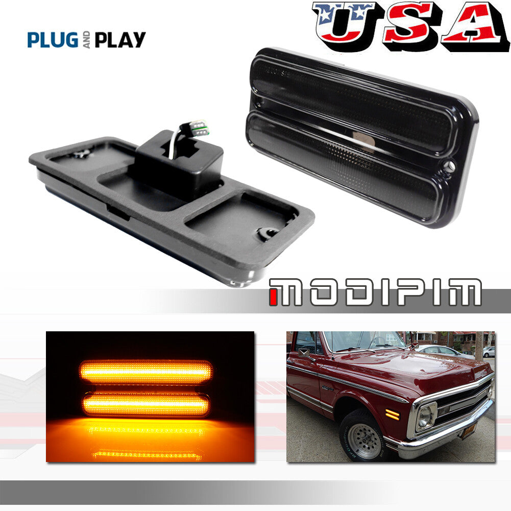 2 Pack Left/Right Marker Light Reflector Amber For 1968-1972 for GMC Trucks - v