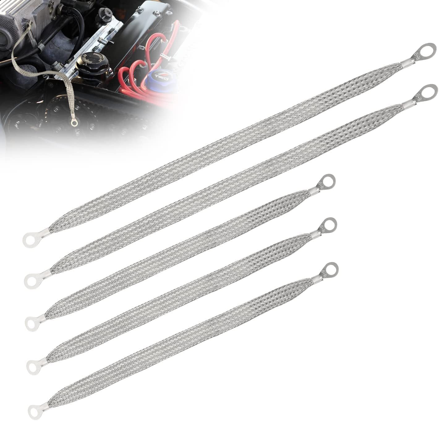 5¡Á Universal Automotive Ground Strap Tinned Copper Car Engine Ground Strap Cable