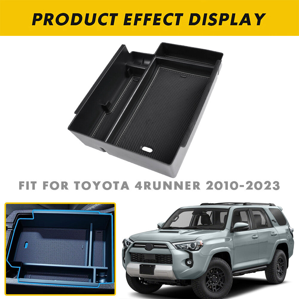 Center console storage box for 4Runner 2010-2023, armrest insert tray, black. n
