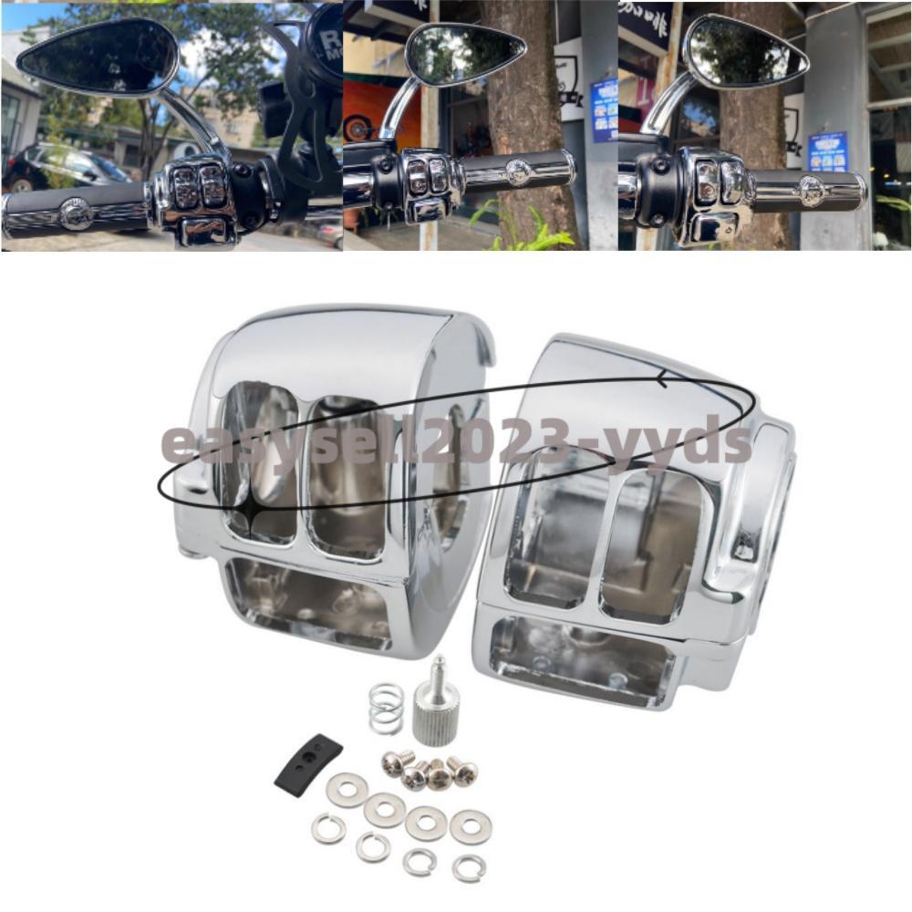 Chrome Handlebar Switch Button Housing Cover For Softail Dyna Sportster Touring