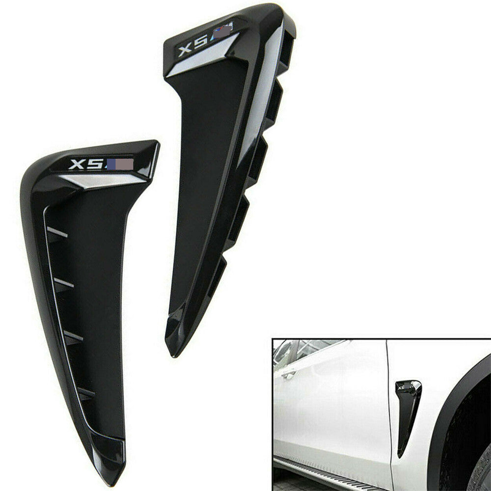 Black ABS Side Body Marker Fender Air Flow Wing Vent Trim for BMW F15 X5 2014-18
