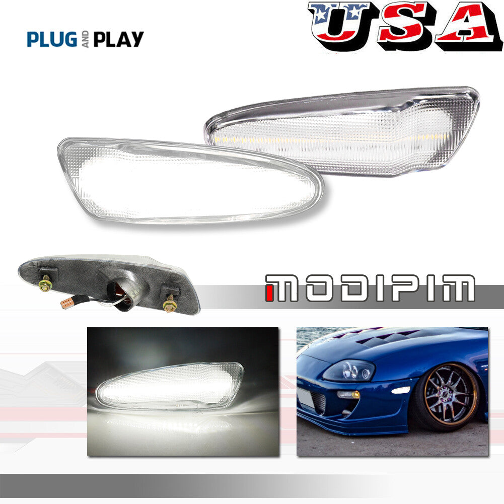 Suitable for 1997-98 SUPRA MK4 transparent lens white front side marker light 2-piece set- v