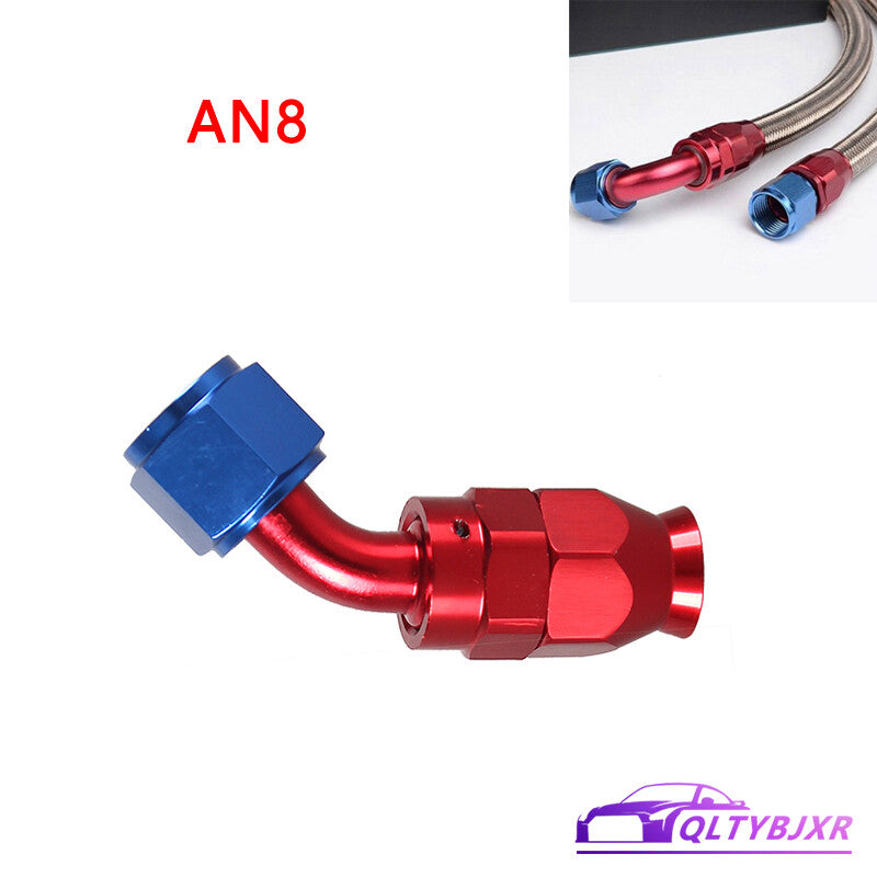 8AN PTFE Hose End Fittings 45 Degree Aluminum Swivel AN8 For PTFE Hose Only Red