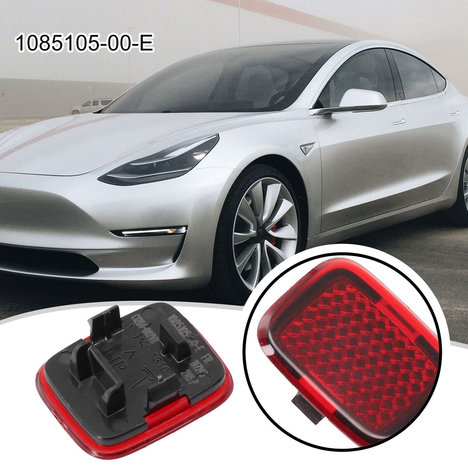 1 front reflector door light for Model 3 M3 2017-2022 1085105-00-E- n