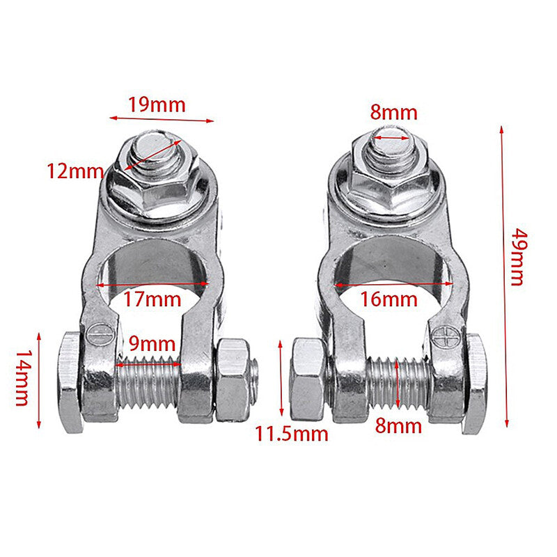 2pcs Car battery clamp terminal connector, aluminum-zinc terminals, 16-18mm copper. n
