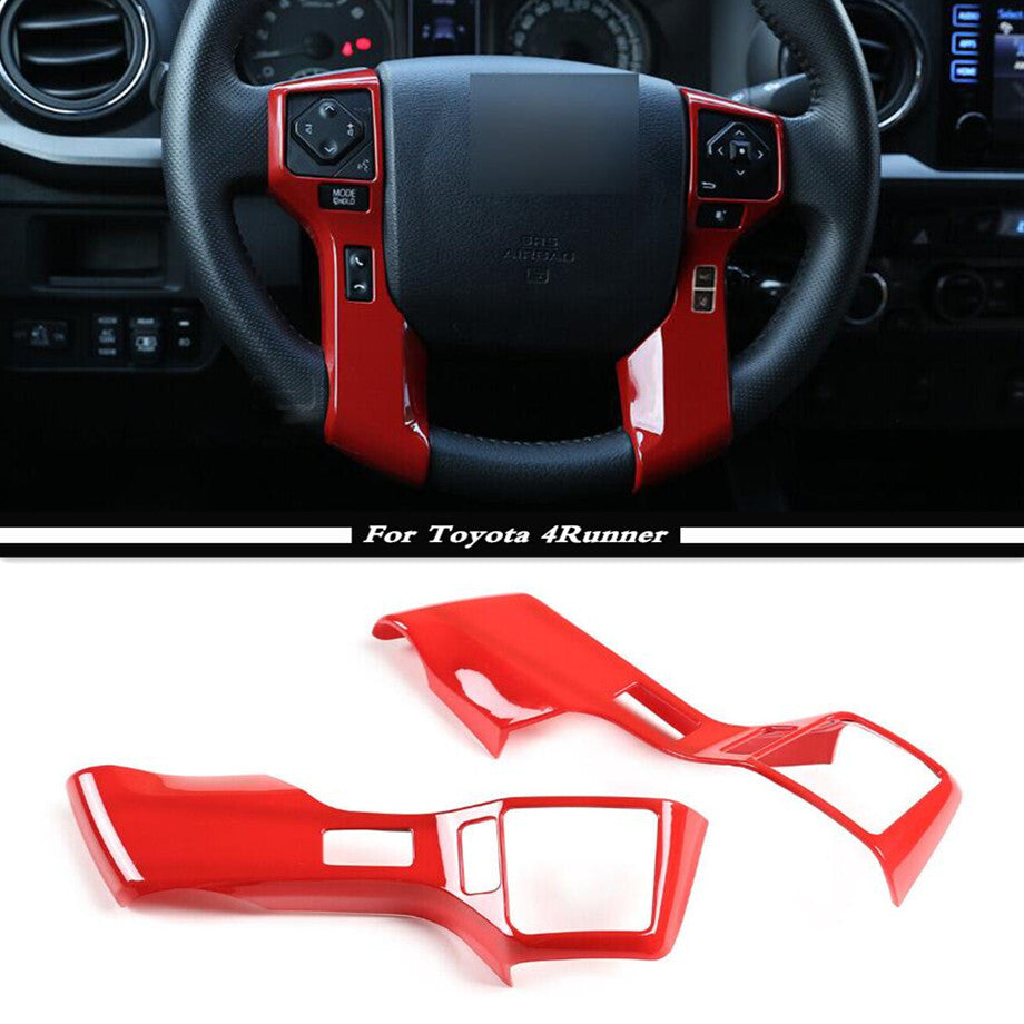 For 2010-2023 4Runner Red Interior Steering Wheel Frame Decor Trim Cover v