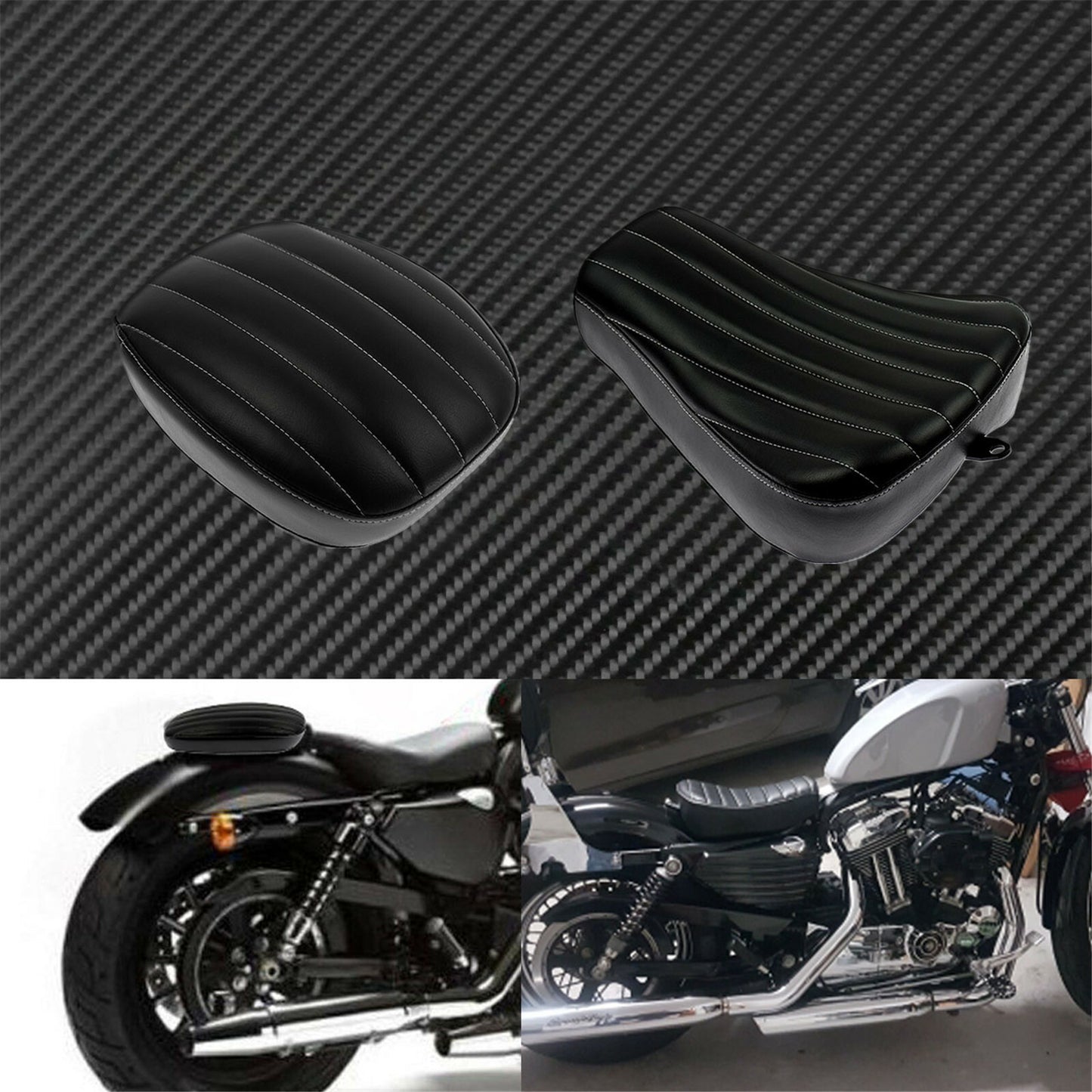 Stripe Driver Solo for Seat + Passenger Cushion Pillon Pad Fit For Sportster 2010-15 Q