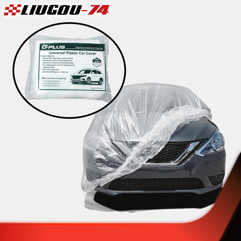 Rain and dust garage transparent plastic disposable car cover, temporary universal, 2 packs Q