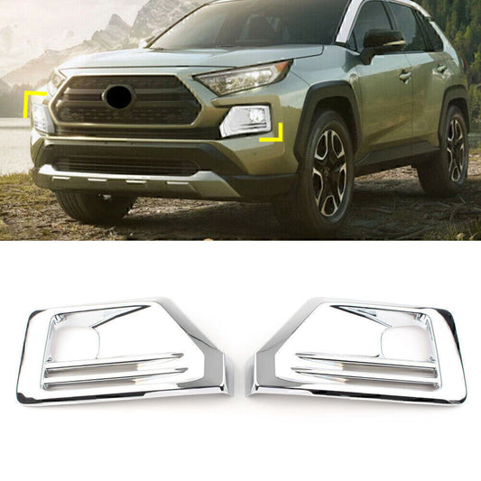 ABS Chrome Front Fog Light Lamp Cover Trim Fit for Toyota RAV4 Adventure 2019 2020