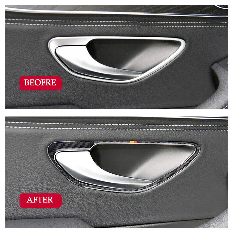 4-piece carbon fiber interior door handle covers for C-Class W205 GLC C180L- n