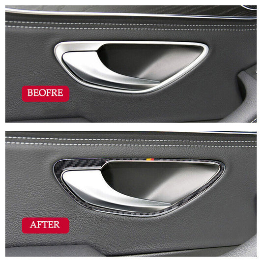 4-piece carbon fiber interior door handle covers for C-Class W205 GLC C180L- n