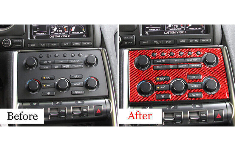 Console AC Switch Control Panel Trim for Nissan GTR R35 09-2016 Red Carbon Fiber