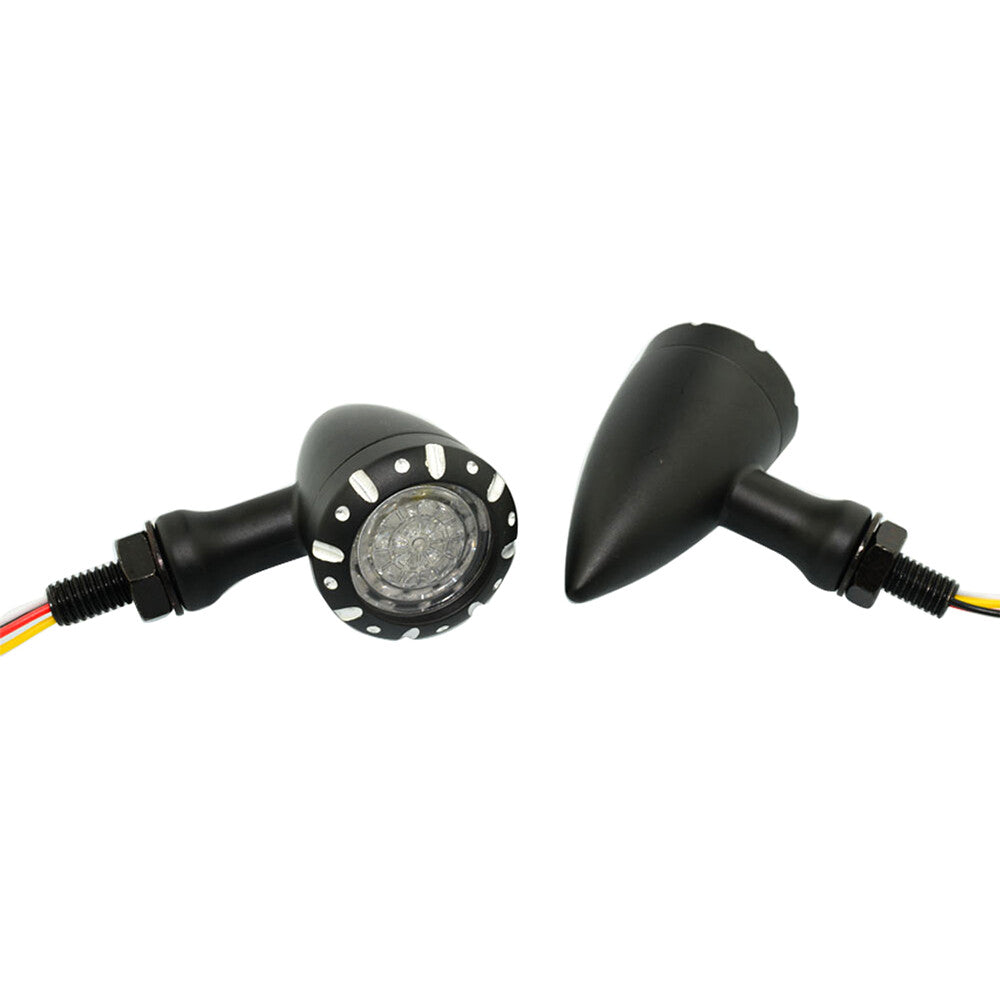 2X Blinker Running Brake Bullet LED Indicator Lamp Black Replacement Universal Q