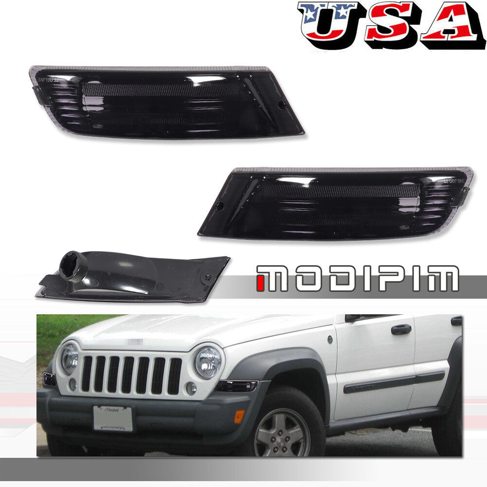 Front Side Turn Signal Stop Marker Light Smoke Pair For 2005 - 2007 Liberty - v