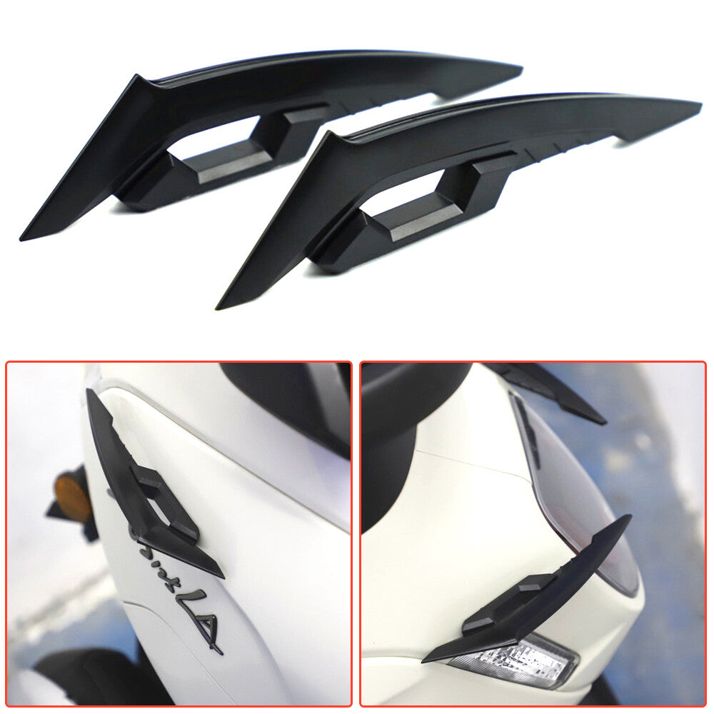 2-Piece Universal Motorcycle Airfoil Aerodynamic Boiler Adhesive Black Trim - n