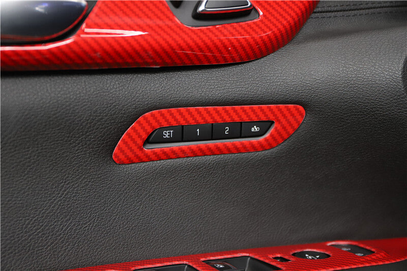 for Cadillac CT6 2016-20 Red Carbon Fiber for Seat Memory Button Frame Cover Trim 1P