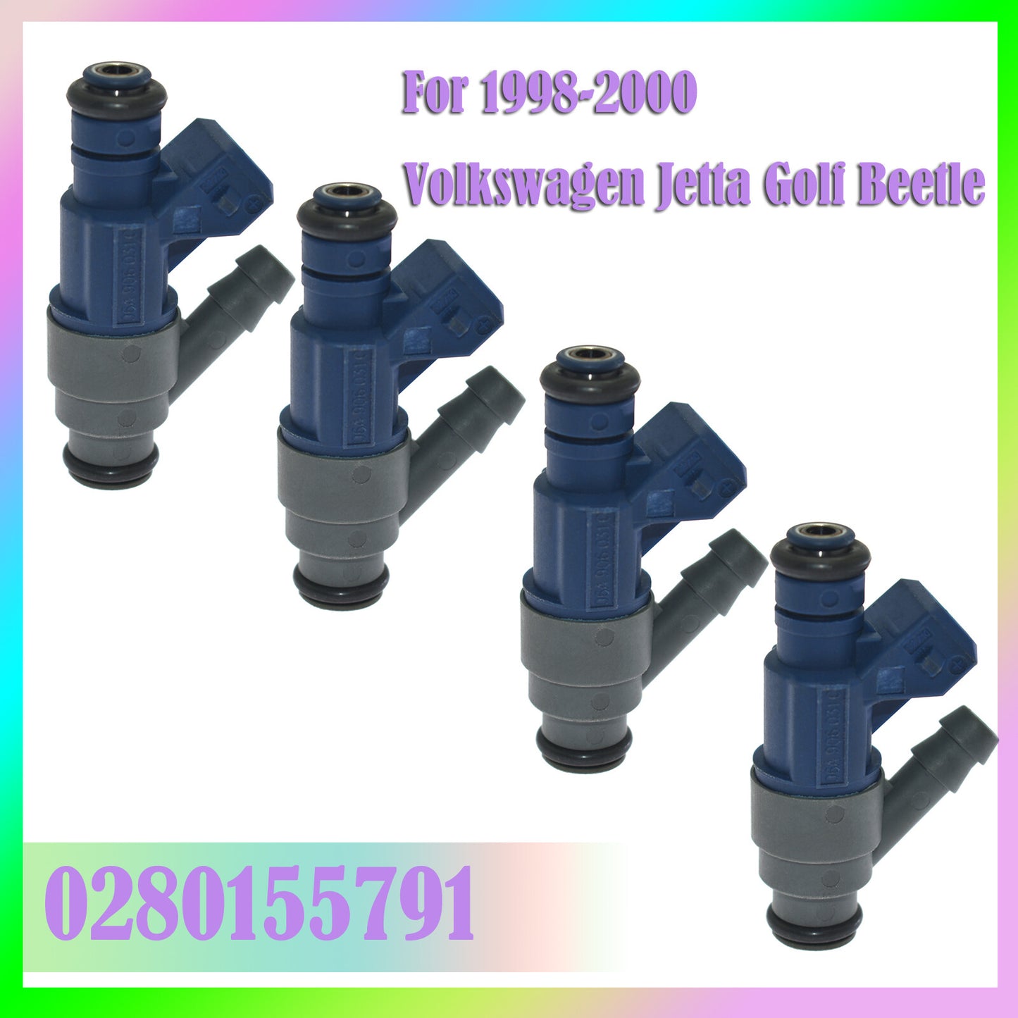 4x Fuel Injectors 0280155791 for Volkswagen Beetle for Golf for Jetta 2.0L I4 1998-2000