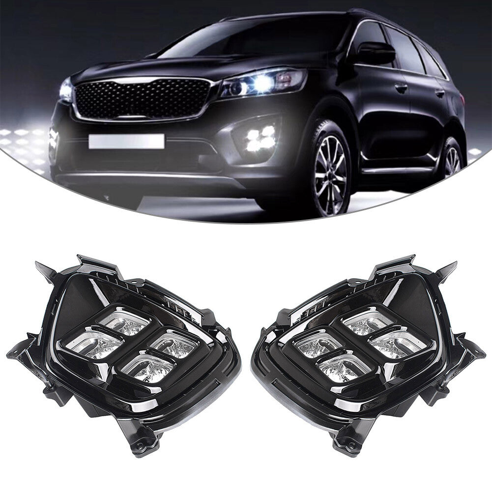 4-LED Daytime Running DRL Fog Light Lamp Assembly for KIA Sorento 2015 2016 Pair