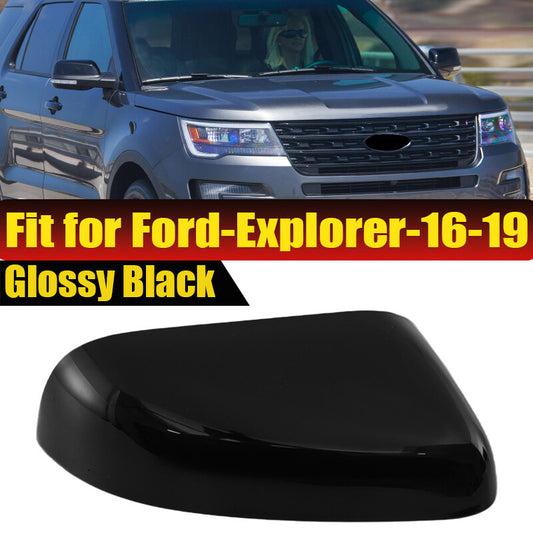 Right wing mirror cover, glossy black, suitable for Ford Explorer 2016-2019.