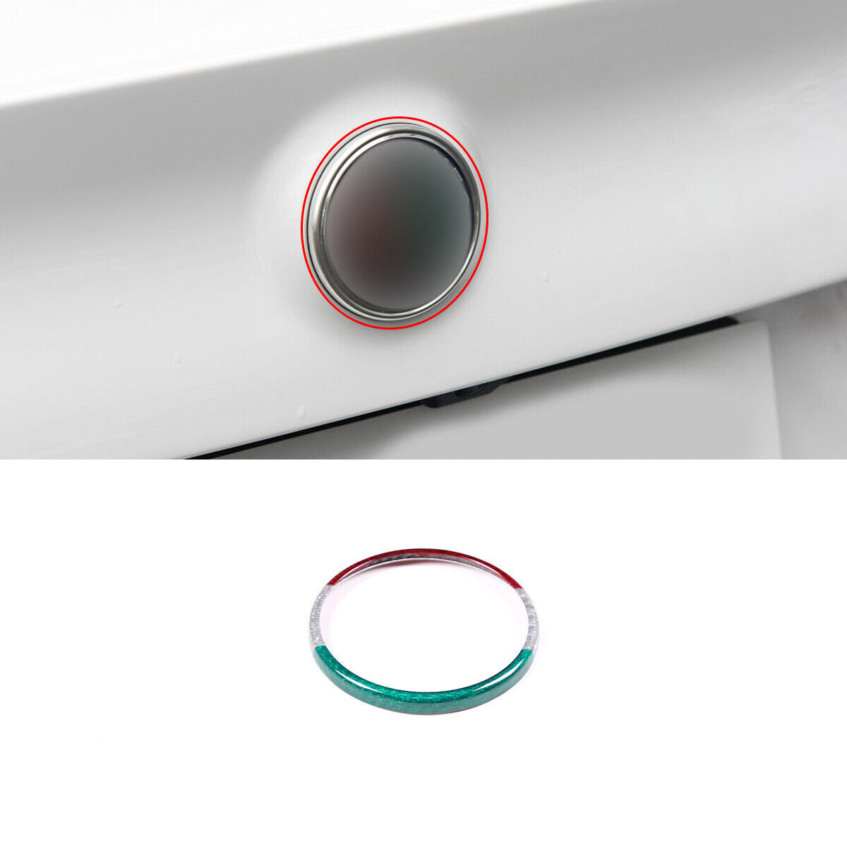 3Color Carbon Fiber Rear Logo Emblem Ring Trim for Alfa Romeo Giulia for Stelvio 20+